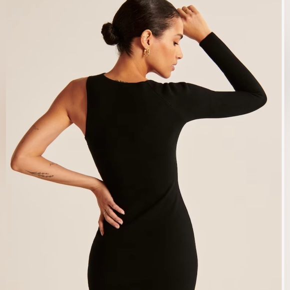 Long-Sleeve One-Shoulder Mini Sweater Dress - Picture 2 of 2